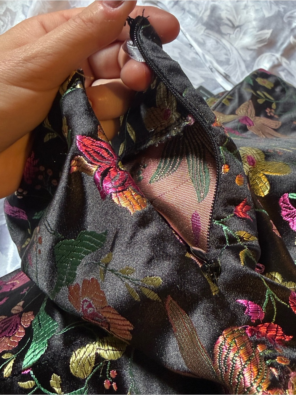 NWT Lulus Black Floral Jacquard Strapless Midi Dress | Slit | Size Small - Picture 10 of 10